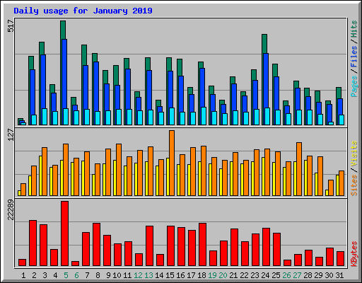 Daily usage for January 2019